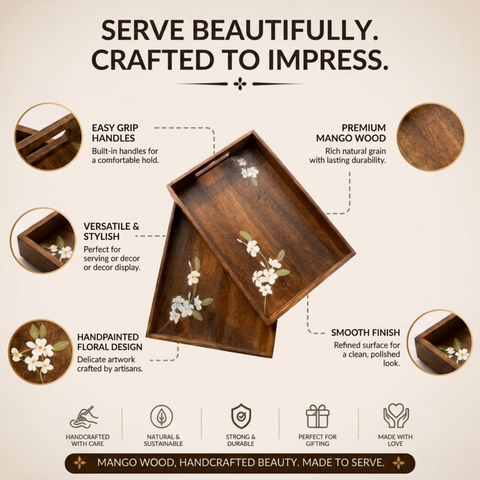 Bella Mango Wood Trays (Set of 2)