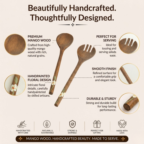 Bella Mango Wood Salad Spoon (Set of 2 Pcs)