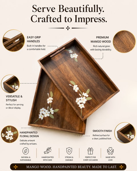 Bella Mango Wood Trays (Set of 2)