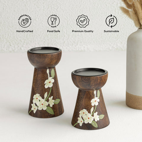 Bella Wooden Candle Stand (Set of 2) without Candles