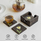 MIRRA Handpainted Wooden Coasters with Stand (Set of 4)