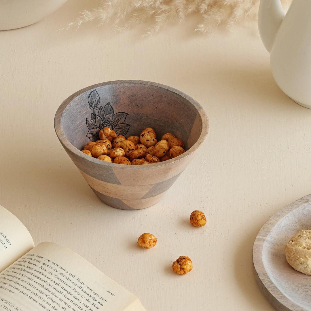 Aurum Crafts | Eva Premium Handpainted Wooden Snack/Small Bowl (Size ...