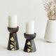 MIRRA Handpainted Wooden Candle Stand (Set of 2) without Candles