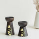 MIRRA Handpainted Wooden Candle Stand (Set of 2) without Candles