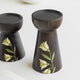 MIRRA Handpainted Wooden Candle Stand (Set of 2) without Candles