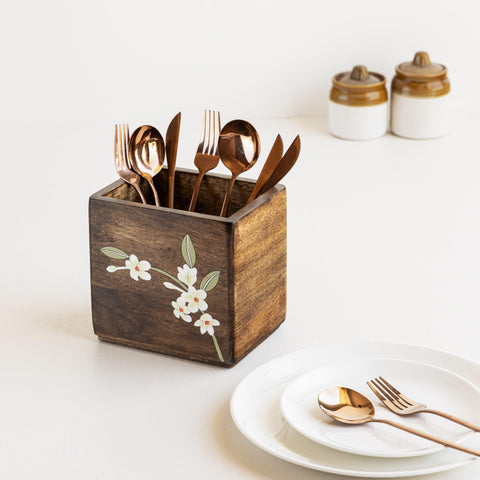 Bella Mango Wood Cutlery Stand - Aurum Crafts