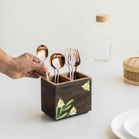 MIRRA Handpainted Wooden Cutlery Stand