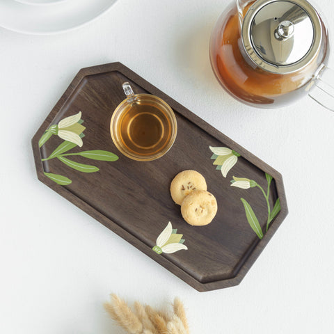 MIRRA Handpainted Wooden Snack Platter cum Small Tray
