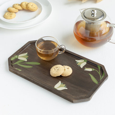 MIRRA Handpainted Wooden Snack Platter cum Small Tray