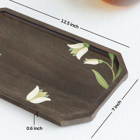 MIRRA Handpainted Wooden Snack Platter cum Small Tray