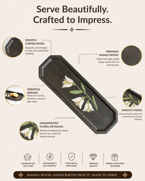 MIRRA Handpainted Wooden Sleek Platter