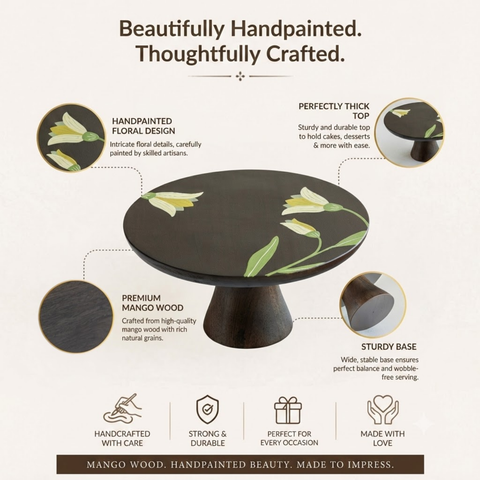 MIRRA Handpainted Wooden Cake Stand
