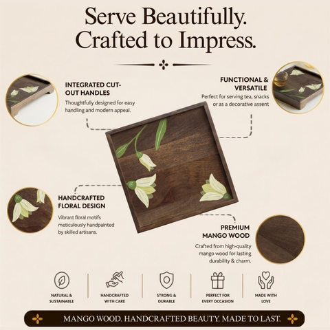 MIRRA Handpainted Wooden Medium Tray