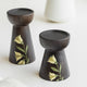 MIRRA Handpainted Wooden Candle Stand (Set of 2) without Candles