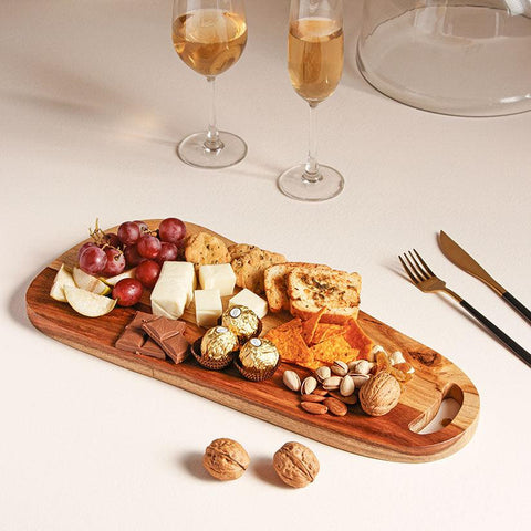 Asymmetric Sheesham Wood Platter cum Cheese Board - Aurum Crafts