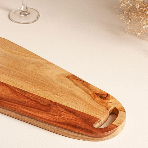 Asymmetric Sheesham Wood Platter cum Cheese Board - Aurum Crafts